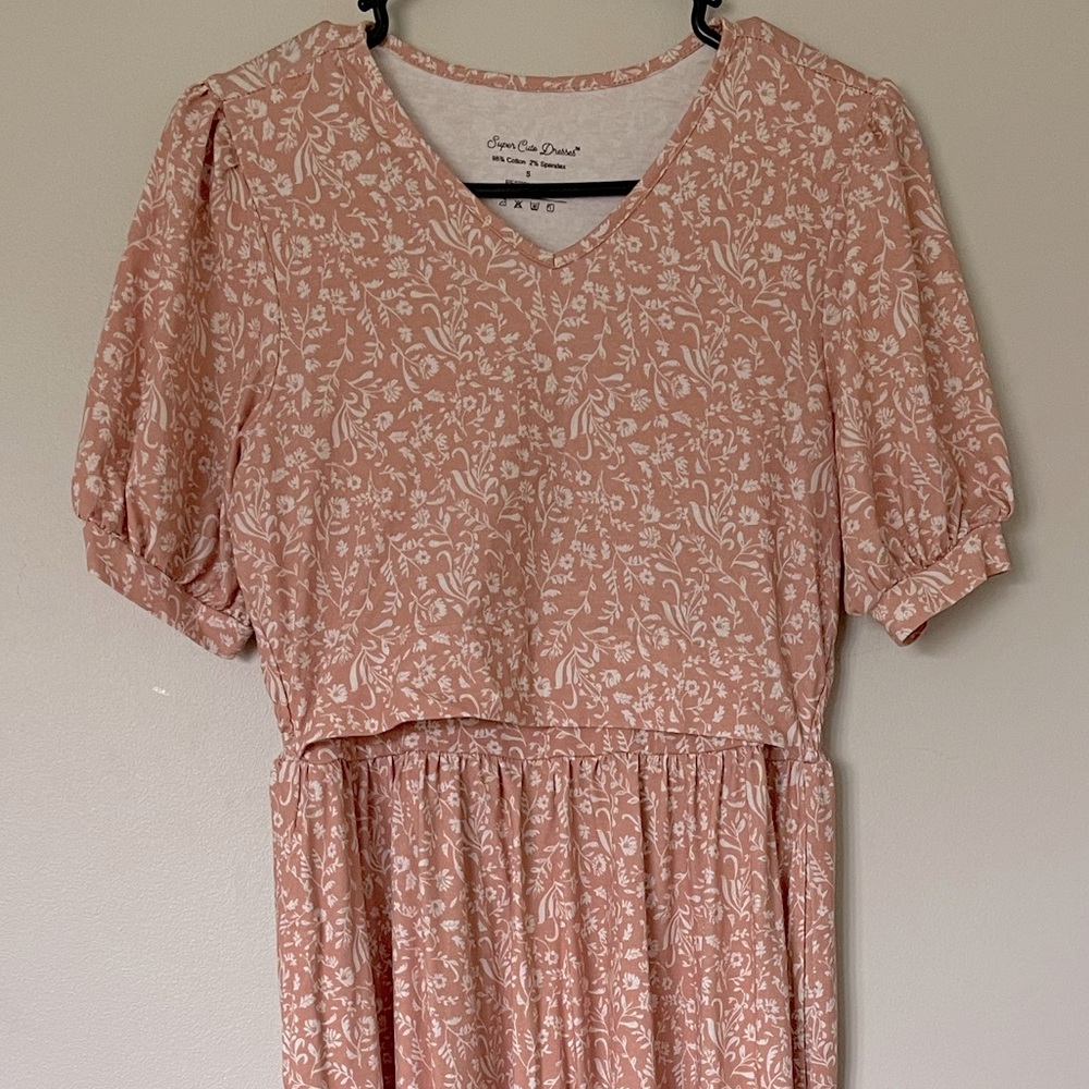 Super Cute Dresses by Ringerr -Storybook Scripted Floral Nursing/Maternity Dress